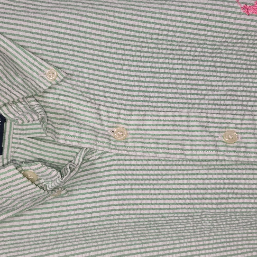 Vintage Ralph Lauren Classic Fit Seersucker Short Sleeve Shirt Mens Size XL - Picture 4 of 10